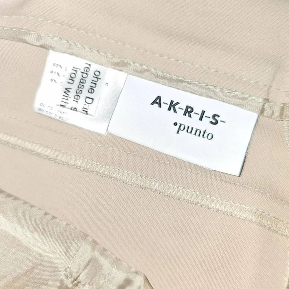 Akris Punto Womens Tan Pleated Straight Leg Pants 4 - Picture 4 of 5